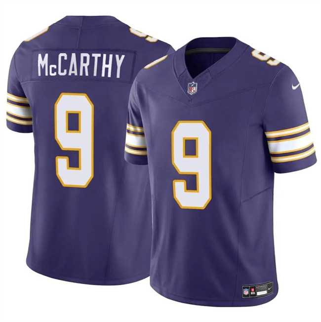 Men & Women & Youth Minnesota Vikings #9 J.J. McCarthy Purple 2024 Draft F.U.S.E. Throwback Vapor Untouchable Limited Stitched Jersey